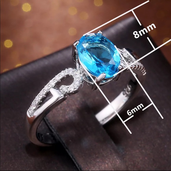 New Women’s 925 Silver Sapphire Oval cut Ring - Picture 6 of 6